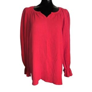 Passport Women's Burgundy Red Blouse Shirt Sz S